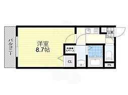 JR東海道・山陽本線 山科駅 徒歩10分の賃貸マンション 3階1Kの間取り
