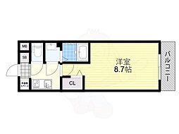 JR東海道・山陽本線 山科駅 徒歩10分の賃貸マンション 4階1Kの間取り