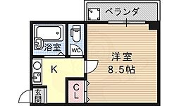 京都地下鉄東西線 山科駅 徒歩7分の賃貸マンション 1階1Kの間取り