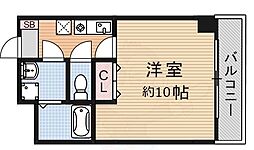 京都地下鉄東西線 山科駅 徒歩2分の賃貸マンション 4階1Kの間取り