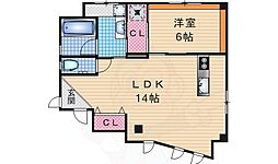 京都地下鉄東西線 小野駅 徒歩7分の賃貸マンション 4階1LDKの間取り