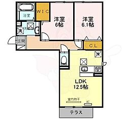 JR湖西線 比叡山坂本駅 徒歩7分の賃貸アパート 2階2LDKの間取り