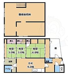 JR東海道・山陽本線 大津駅 徒歩14分の賃貸一戸建て 1階3DKの間取り