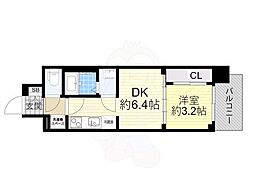 プレサンス大津京町ヴェリス 3階1DKの間取り