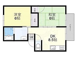 京阪石山坂本線 石山寺駅 徒歩36分の賃貸アパート 1階2LDKの間取り