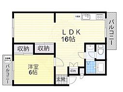京阪京津線 四宮駅 徒歩5分の賃貸マンション 1階1LDKの間取り