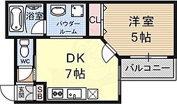 京都地下鉄東西線 椥辻駅 徒歩7分の賃貸マンション 1階1DKの間取り