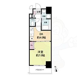JR東海道・山陽本線 大津駅 徒歩5分の賃貸マンション 8階1DKの間取り