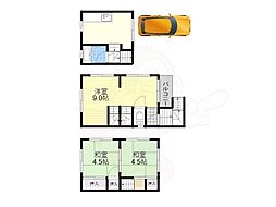 京阪京津線 追分駅 徒歩18分の賃貸一戸建て 1階3Kの間取り