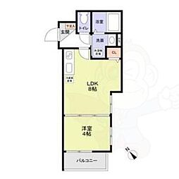 フラッツ六地蔵 3階1LDKの間取り