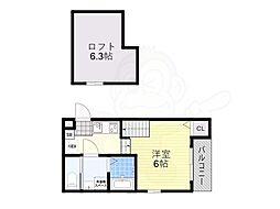 京都地下鉄東西線 椥辻駅 徒歩10分の賃貸アパート 1階1Kの間取り