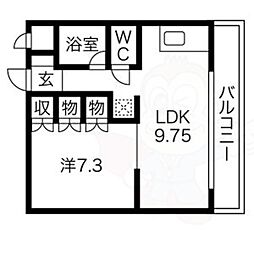 京都地下鉄東西線 小野駅 徒歩10分の賃貸マンション 1階1LDKの間取り