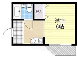 京都地下鉄東西線 東野駅 徒歩5分の賃貸マンション 5階1Kの間取り