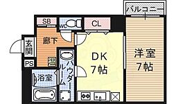 京都地下鉄東西線 椥辻駅 徒歩3分の賃貸マンション 5階1DKの間取り