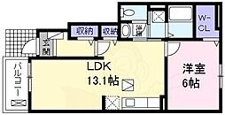 京阪石山坂本線 粟津駅 徒歩24分の賃貸アパート 1階1LDKの間取り
