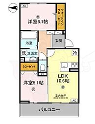 京阪石山坂本線 瓦ヶ浜駅 徒歩4分の賃貸アパート 2階2LDKの間取り