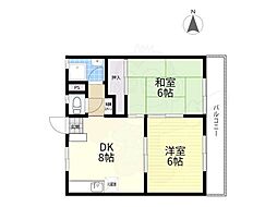 アクティ比叡 2DKの間取図画像