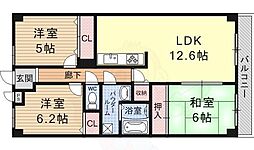 大翔第二ビル 3LDKの間取図画像