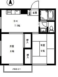 ライブイン峰岸 2DKの間取図画像