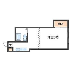 文原ビル 5階ワンルームの間取り