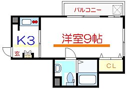 セーコーマンション 4階1Kの間取り