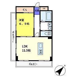 パル駒込 4階1LDKの間取り