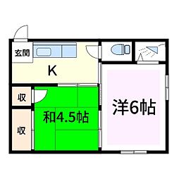 メゾン志賀 2Kの間取図画像