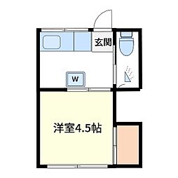 矢嶋荘 1Kの間取図画像