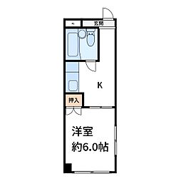 コーポ竹島 1Kの間取図画像