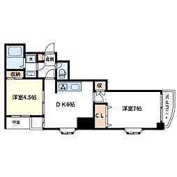 ドウェルエミネント 2DKの間取図画像