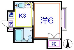 パークハイツ桜木 1Kの間取図画像