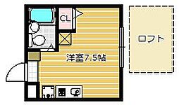 アヴァンセ西ヶ原 ワンルームの間取図画像