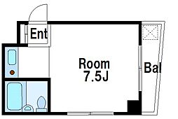 駒込K&M ワンルームの間取図画像