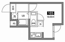 ARTPALACE 1Kの間取図画像