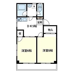エースハイツ綾部 2DKの間取図画像