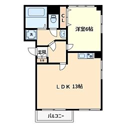 山口第二ビル 1LDKの間取図画像