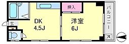 ホライゾン堀口 1DKの間取図画像