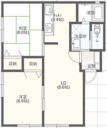 アトラクティブ 2LDKの間取図画像