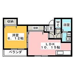 ドミールＧＡ 2階1LDKの間取り