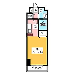 ＹＳ　Ｖｉｌｌａ 4階ワンルームの間取り