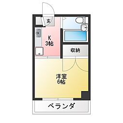 フォレストヴェルデ 1Kの間取図画像