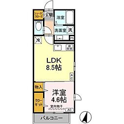 D'Tribute横濱鶴見 1LDKの間取図画像
