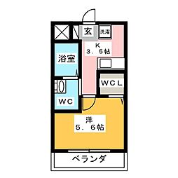 ワイエスディービル 1Kの間取図画像