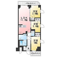 Alivis川崎 3LDKの間取図画像
