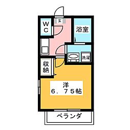 アネックス2 1Kの間取図画像