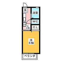 メゾンクレールA 1Kの間取図画像