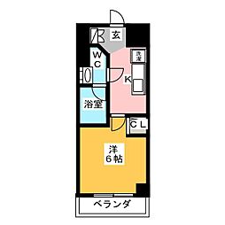 レスピール川崎 1Kの間取図画像