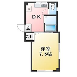 康成ビル 1DKの間取図画像