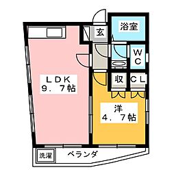 久志ビル 1LDKの間取図画像
