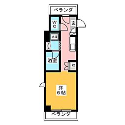 アビタシオンリヴィエール ワンルームの間取図画像